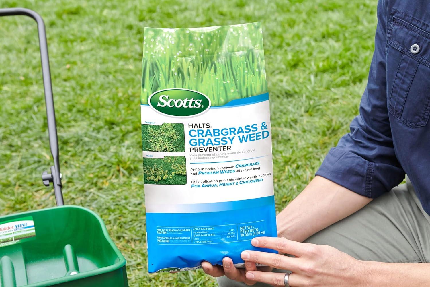 image:imageScotts Halts Crabgrass amp Grassy Weed Preventer PreEmergent Weed Killer for Lawns For Up To 5000 sq ft of Lawn Care 1006 lb10 000 sq ft