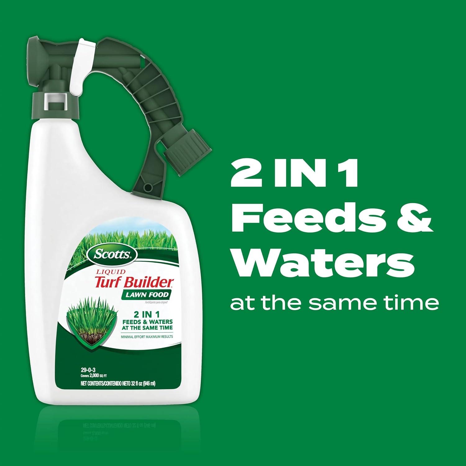 image:imageScotts Liquid Turf Builder Lawn Fertilizer for All Grass Types Feeds and Waters Lawn at Same Time 32 fl oz2Pack