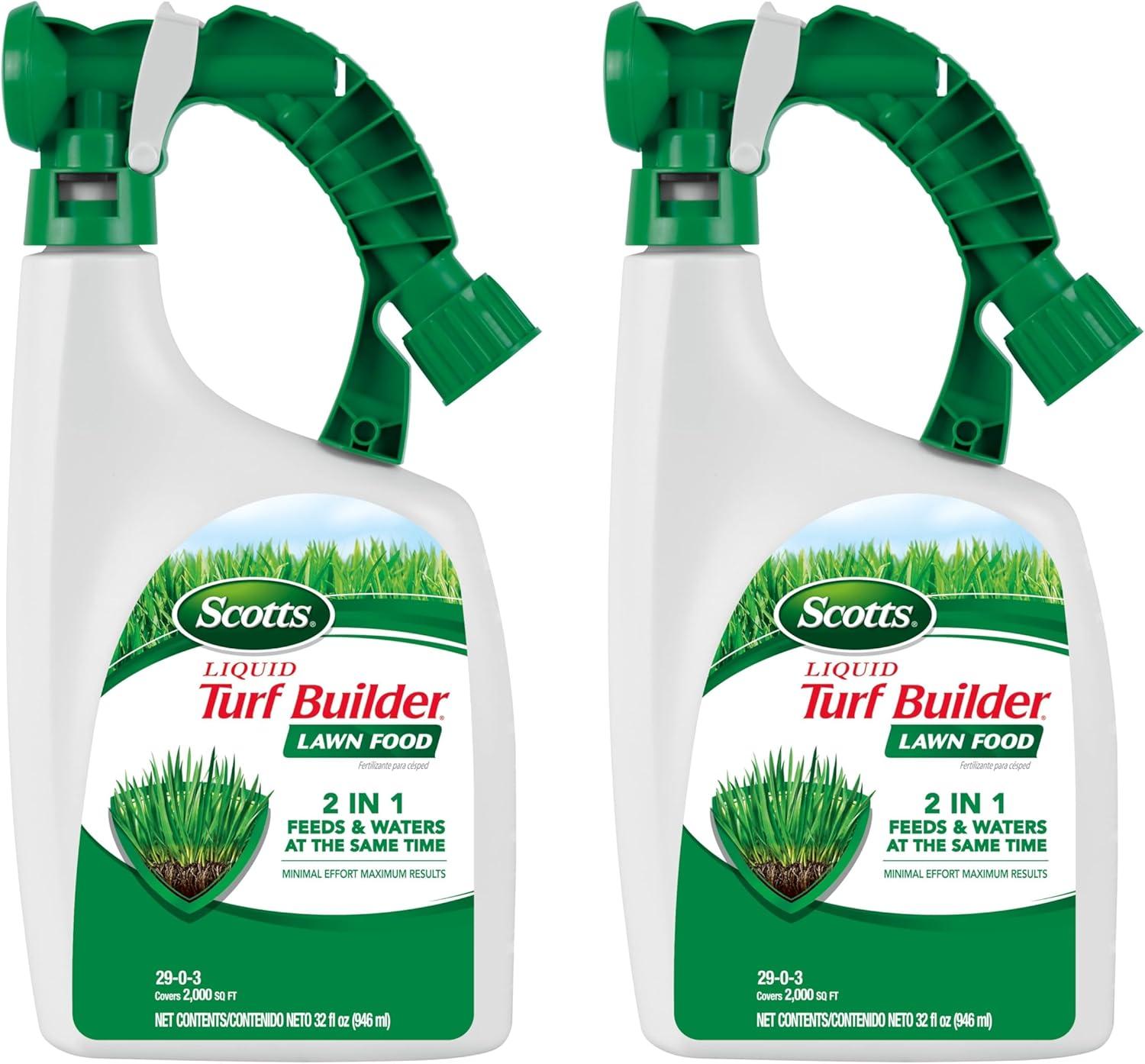 image:imageScotts Liquid Turf Builder Lawn Fertilizer for All Grass Types Feeds and Waters Lawn at Same Time 32 fl oz2Pack