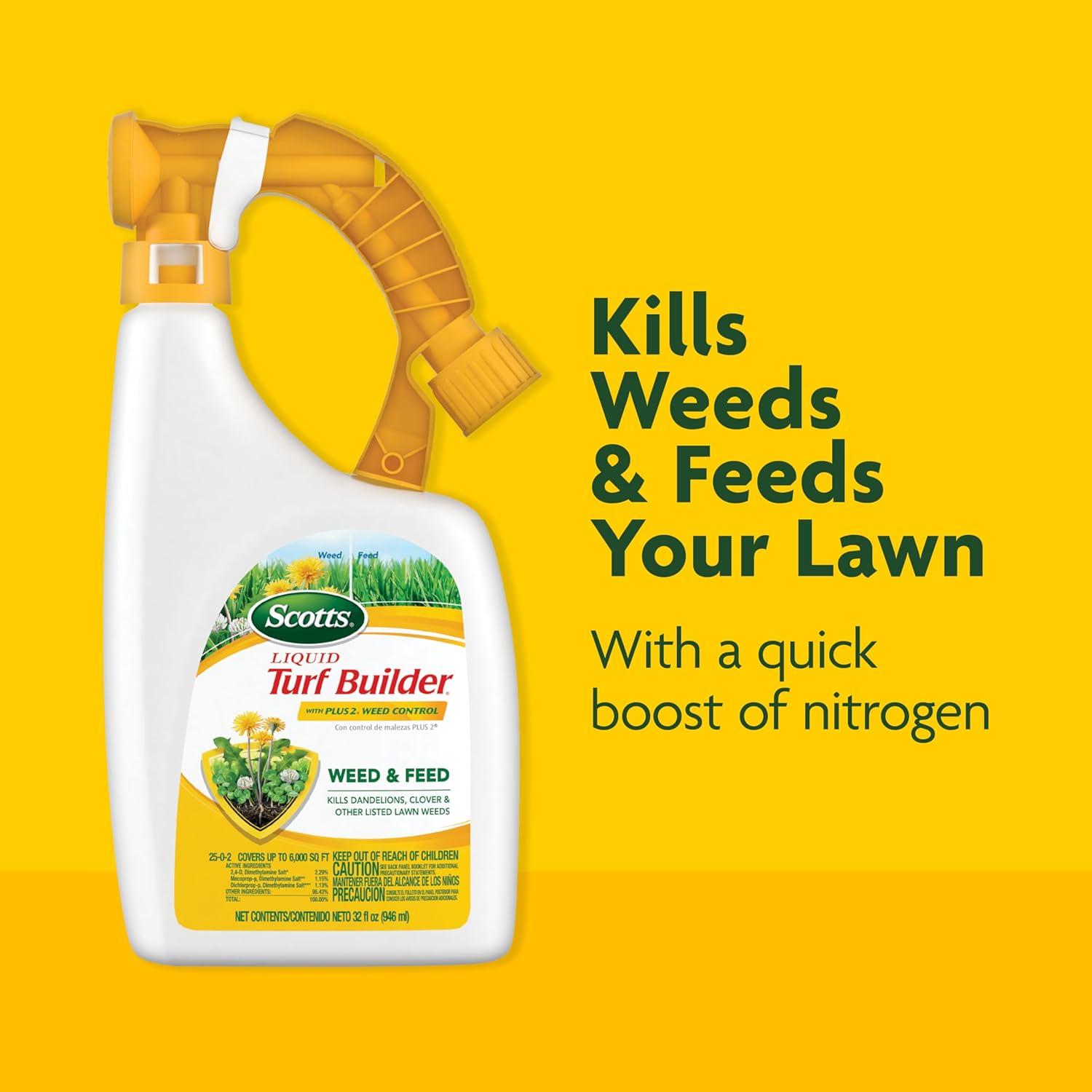 image:imageScotts Liquid Turf Builder Lawn Fertilizer for All Grass Types Feeds and Waters Lawn at Same Time 32 fl oz2Pack