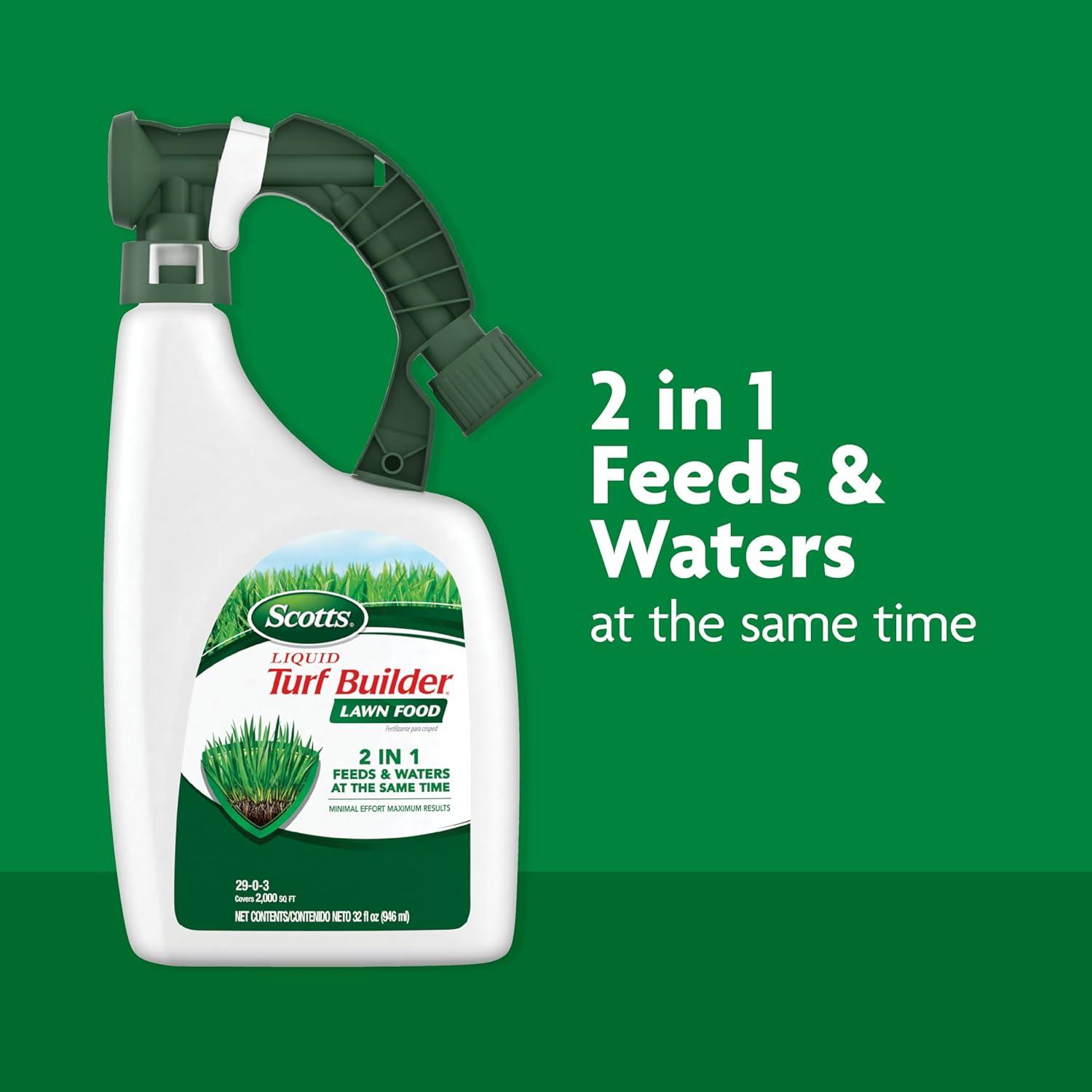 image:imageScotts Liquid Turf Builder Lawn Fertilizer for All Grass Types Feeds and Waters Lawn at Same Time 32 fl oz2Pack