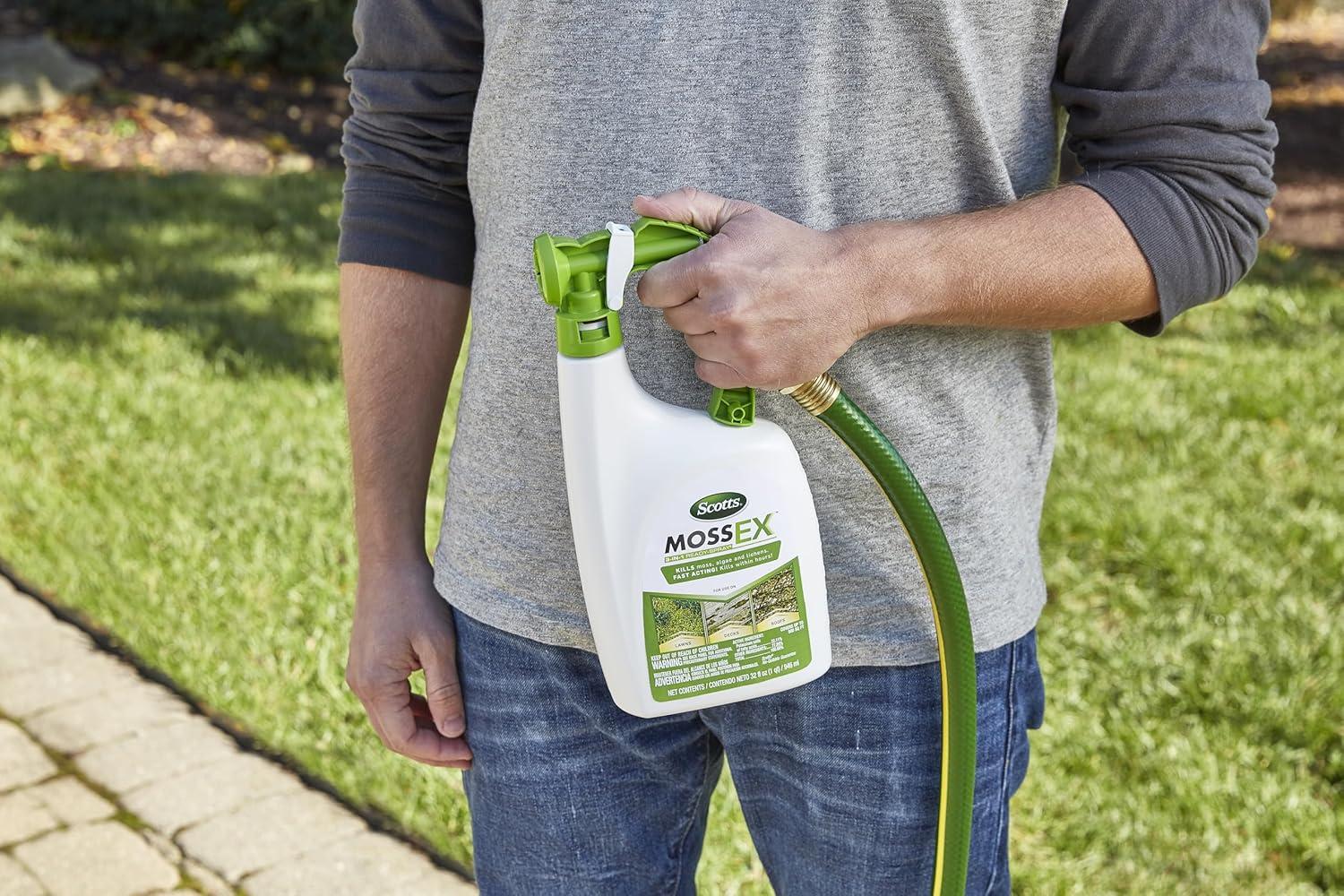 image:imageScotts MossEx 3in1 Ready Spray Kills Moss Algae and Lichens Fast Acting Use on Lawns Roofs and Patios 32 fl ozReady To Spray