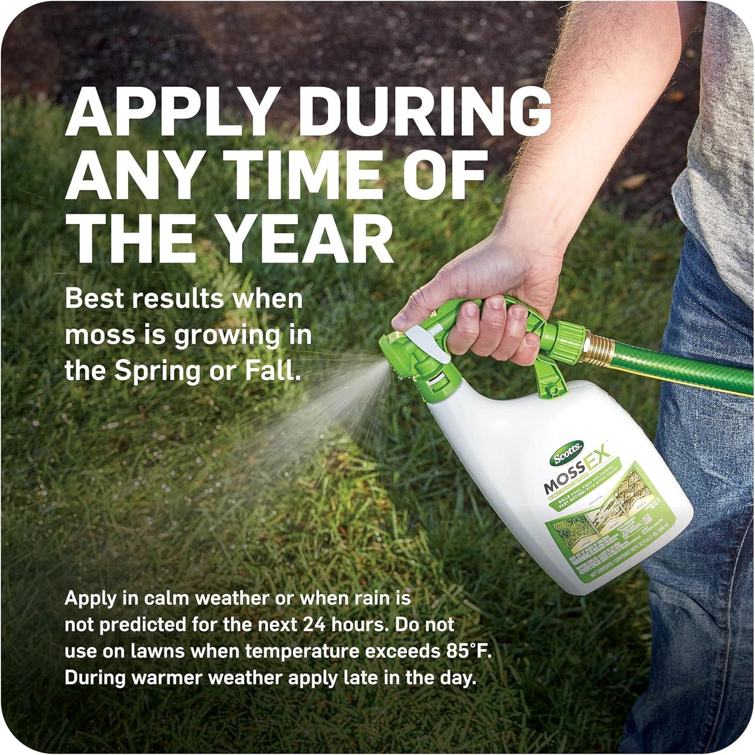 image:imageScotts MossEx 3in1 Ready Spray Kills Moss Algae and Lichens Fast Acting Use on Lawns Roofs and Patios 32 fl ozReady To Spray