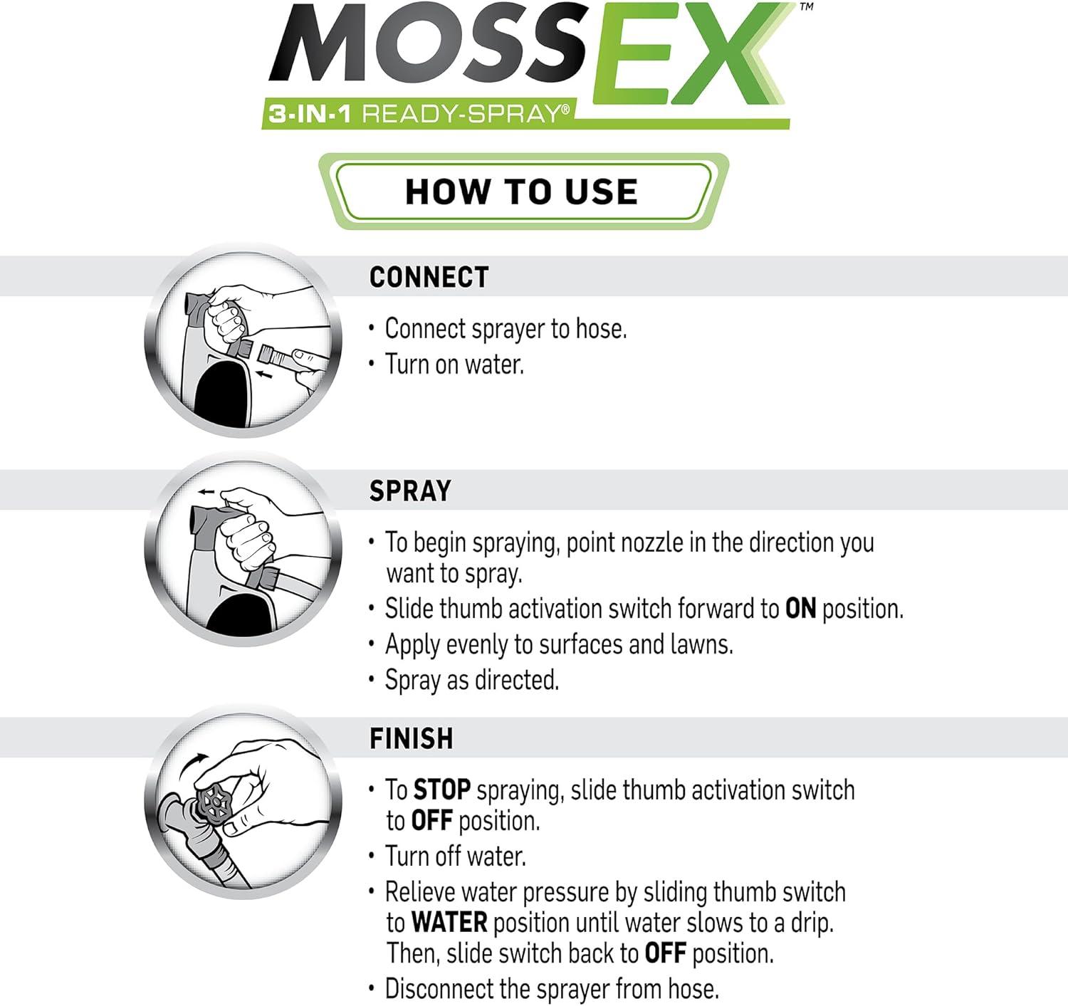 image:imageScotts MossEx 3in1 Ready Spray Kills Moss Algae and Lichens Fast Acting Use on Lawns Roofs and Patios 32 fl ozReady To Spray Pack of 2