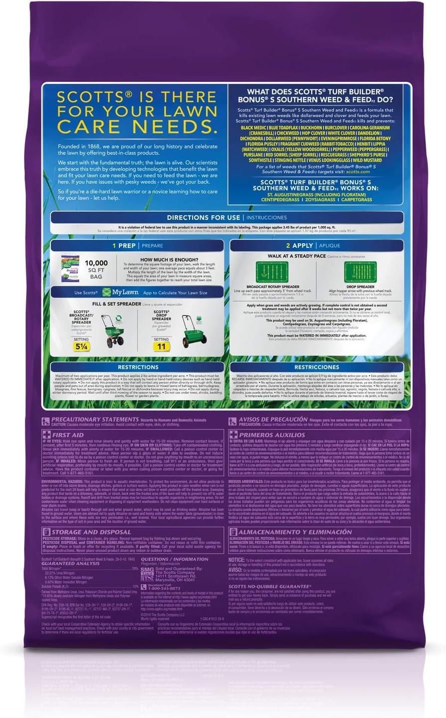 image:imageScotts Turf Builder Bonus S Southern Weed amp Feed2 Weed Killer and Lawn Fertilizer Lawn Care 10000 Sq Ft 3448 Ibs10 000 sq ft