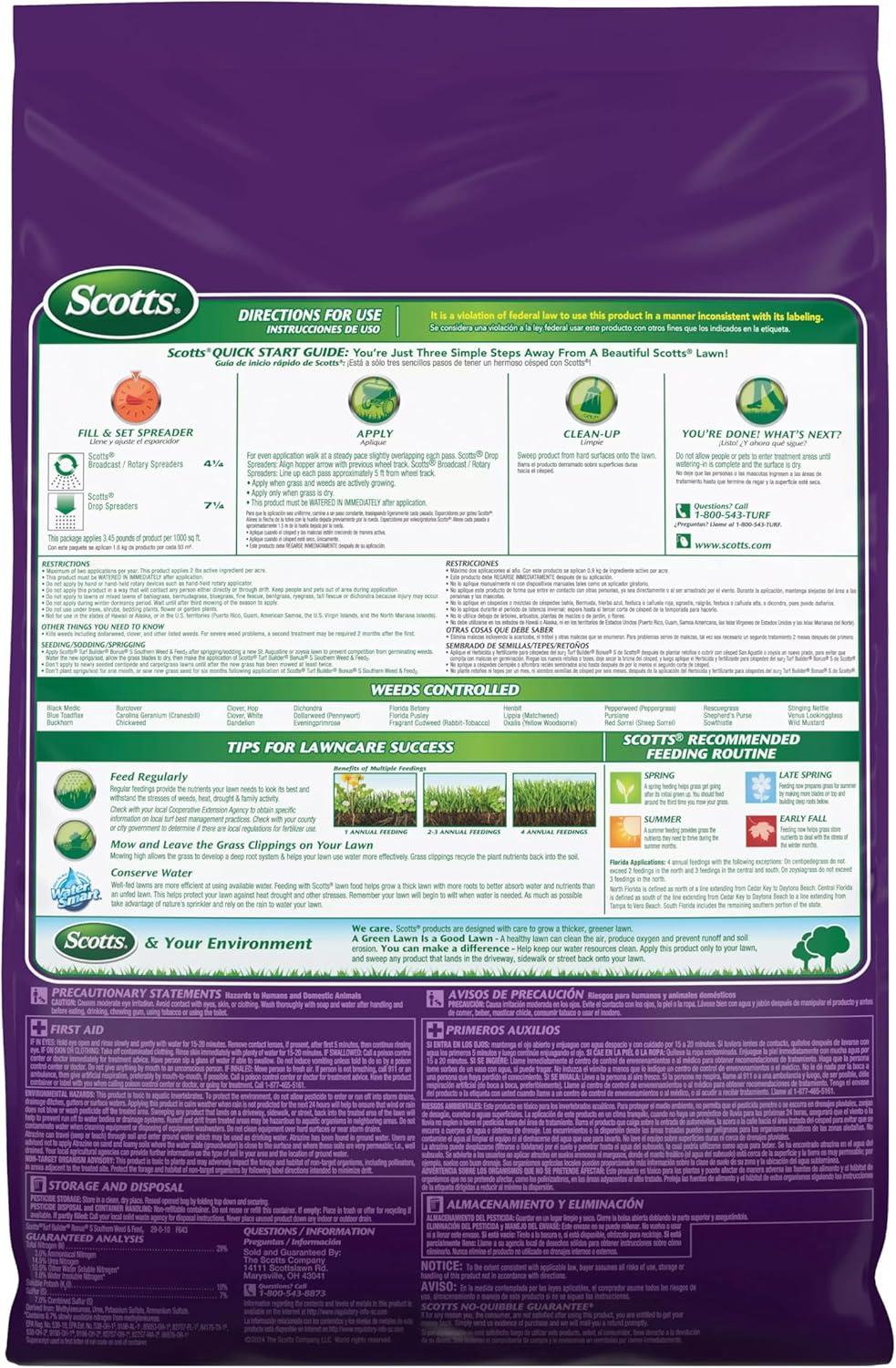 image:imageScotts Turf Builder Bonus S Southern Weed amp Feed2 Weed Killer and Lawn Fertilizer Lawn Care 10000 Sq Ft 3448 Ibs4 000 sq ft
