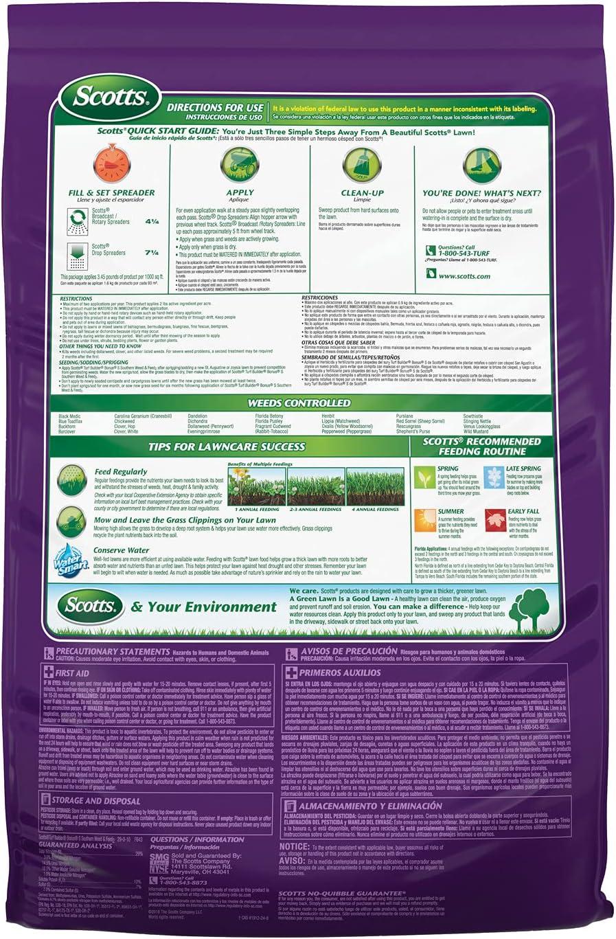 image:imageScotts Turf Builder Bonus S Southern Weed amp Feed2 Weed Killer and Lawn Fertilizer Lawn Care 10000 Sq Ft 3448 Ibs5 000 sq ft 2Pack