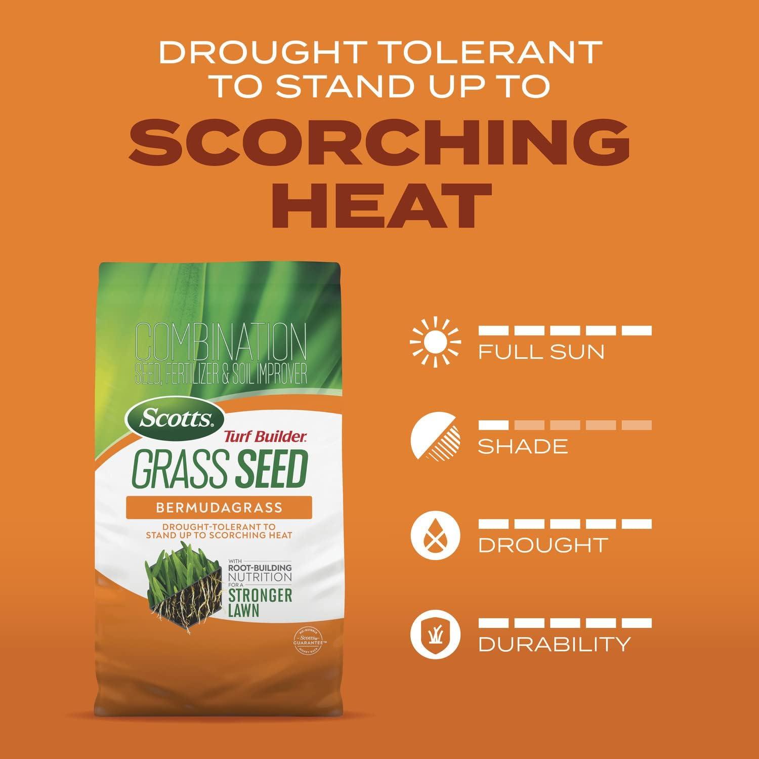 image:imageScotts Turf Builder Grass Seed Bermudagrass with Fertilizer and Soil Improver DroughtTolerant 1 lb1 lb