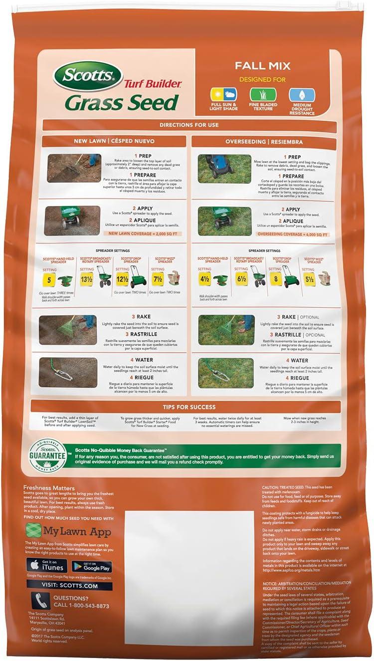 image:imageScotts Turf Builder Grass Seed Fall Mix Grass Seed Mix with Fertilizer and Soil Improver 16 lbs15 lb