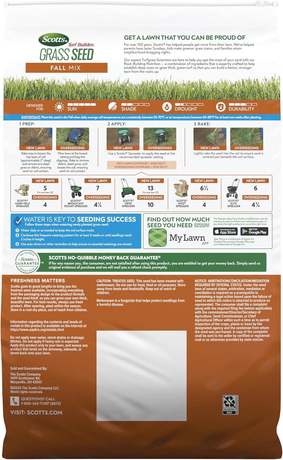 image:imageScotts Turf Builder Grass Seed Fall Mix Grass Seed Mix with Fertilizer and Soil Improver 16 lbs16 lb