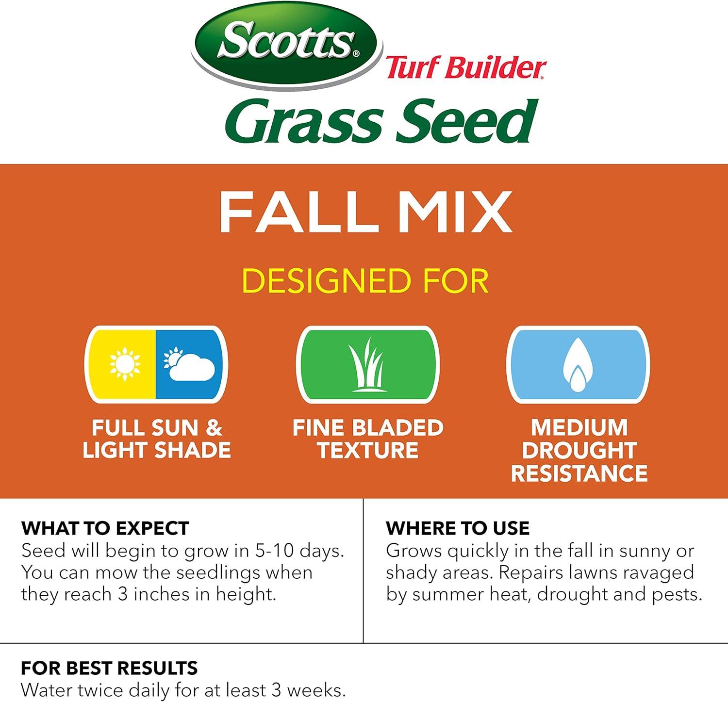 image:imageScotts Turf Builder Grass Seed Fall Mix Grass Seed Mix with Fertilizer and Soil Improver 16 lbs3 lb