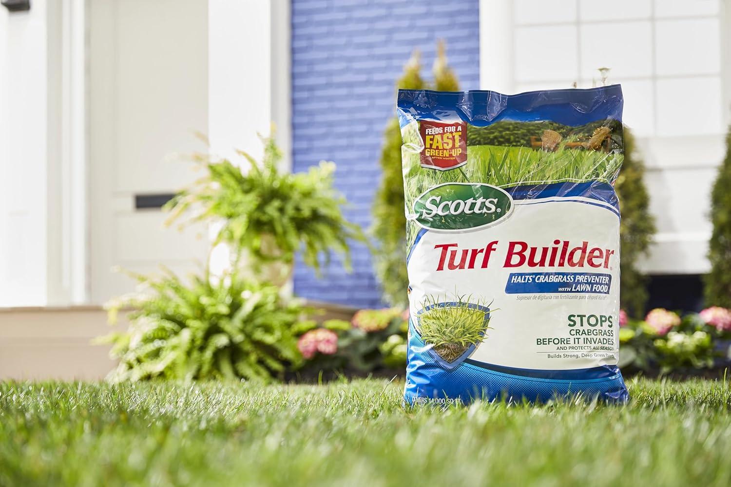 image:imageScotts Turf Builder Halts Crabgrass Preventer with Lawn Food PreEmergent Weed Killer Lawn Fertilizer 5000 sq ft 1335 lb14 000 sq ft