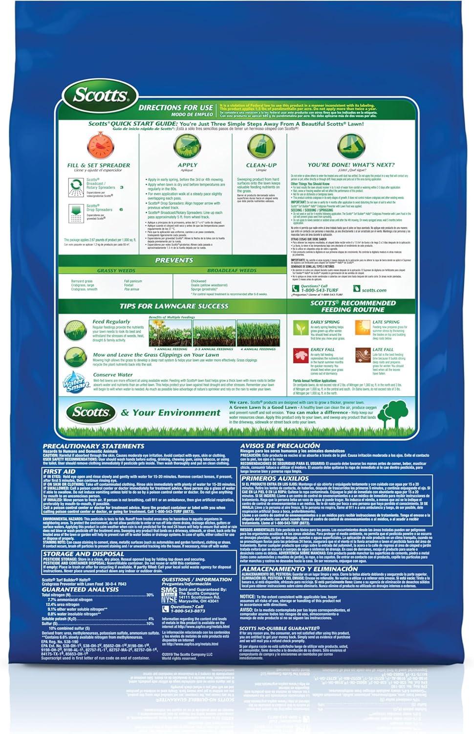 image:imageScotts Turf Builder Halts Crabgrass Preventer with Lawn Food PreEmergent Weed Killer Lawn Fertilizer 5000 sq ft 1335 lb14 000 sq ft