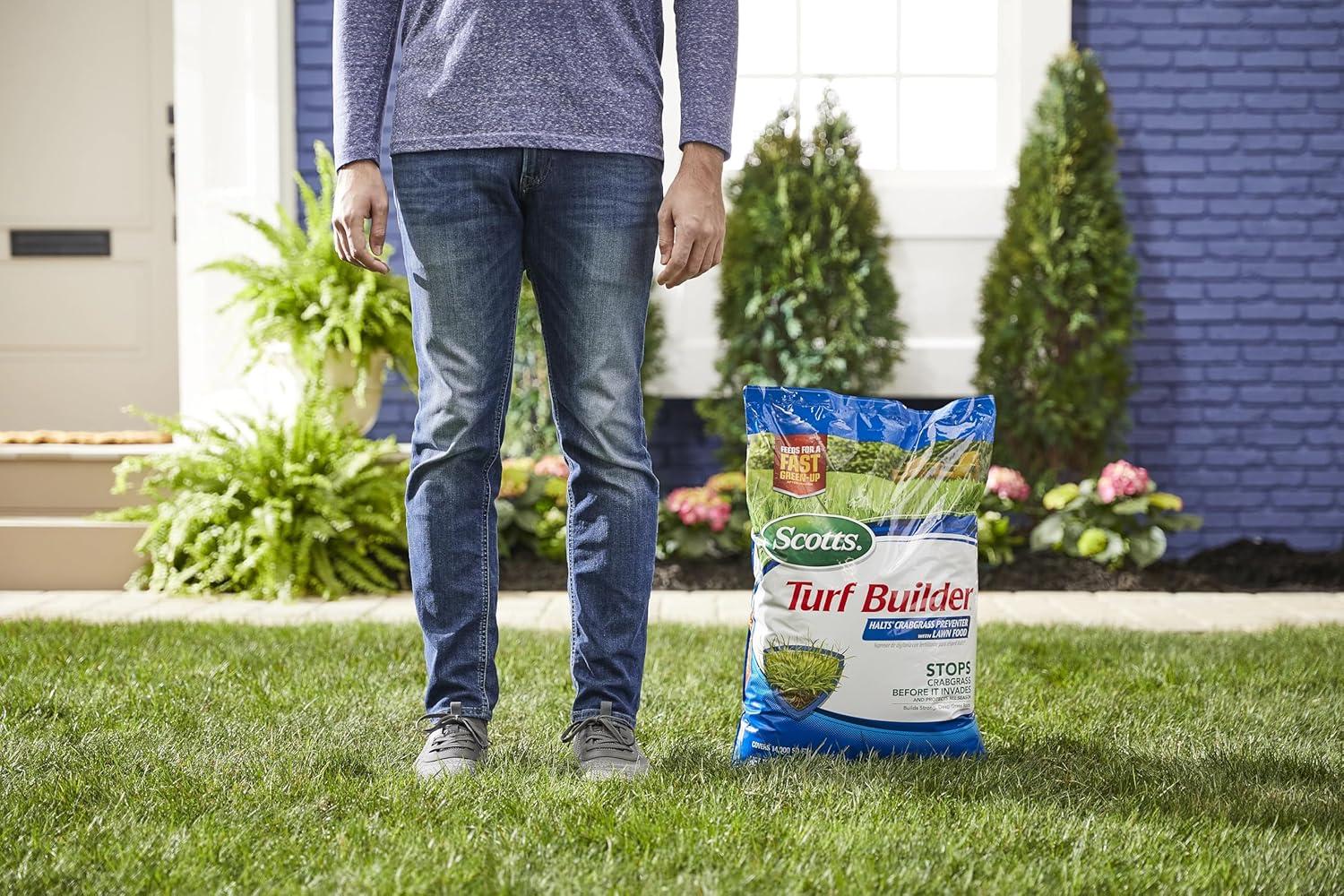 image:imageScotts Turf Builder Halts Crabgrass Preventer with Lawn Food PreEmergent Weed Killer Lawn Fertilizer 5000 sq ft 1335 lb14 000 sq ft