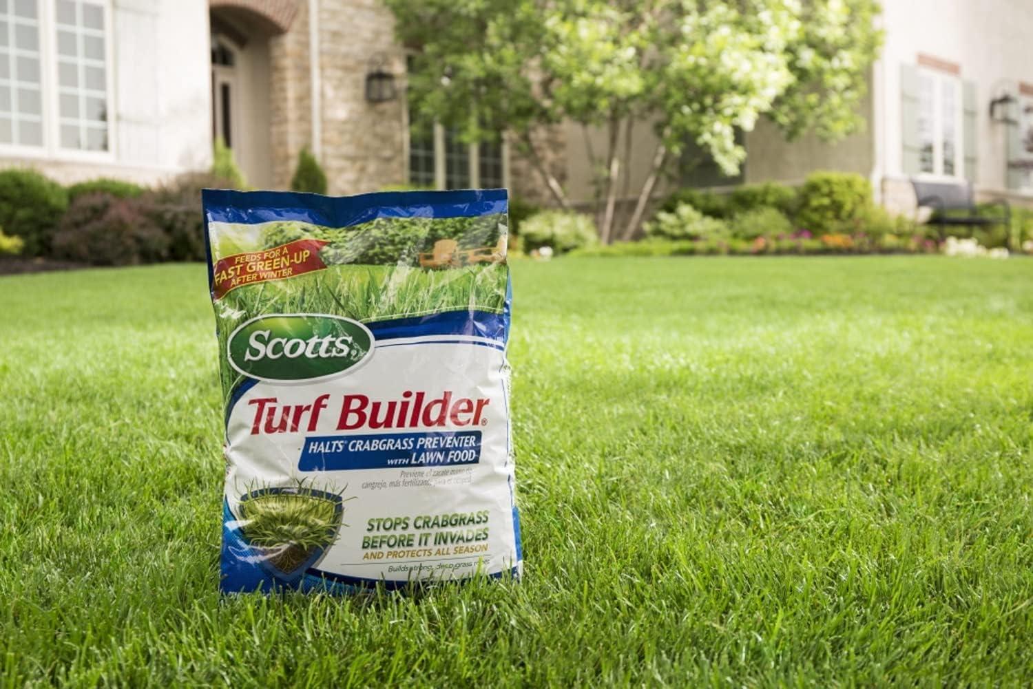 image:imageScotts Turf Builder Halts Crabgrass Preventer with Lawn Food PreEmergent Weed Killer Lawn Fertilizer 5000 sq ft 1335 lb15 000 sq ft 2 Pack