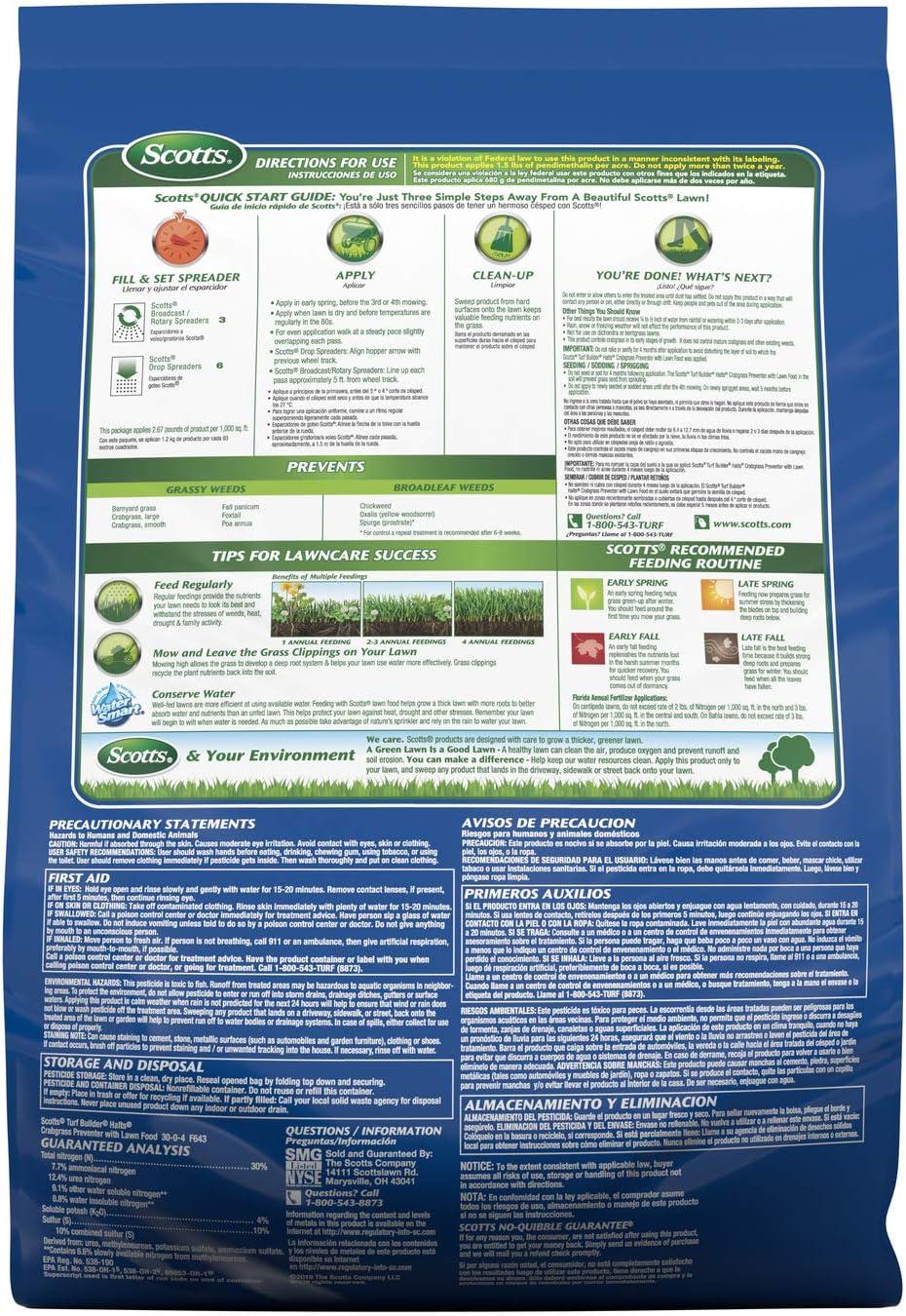 image:imageScotts Turf Builder Halts Crabgrass Preventer with Lawn Food PreEmergent Weed Killer Lawn Fertilizer 5000 sq ft 1335 lb15 000 sq ft 2 Pack