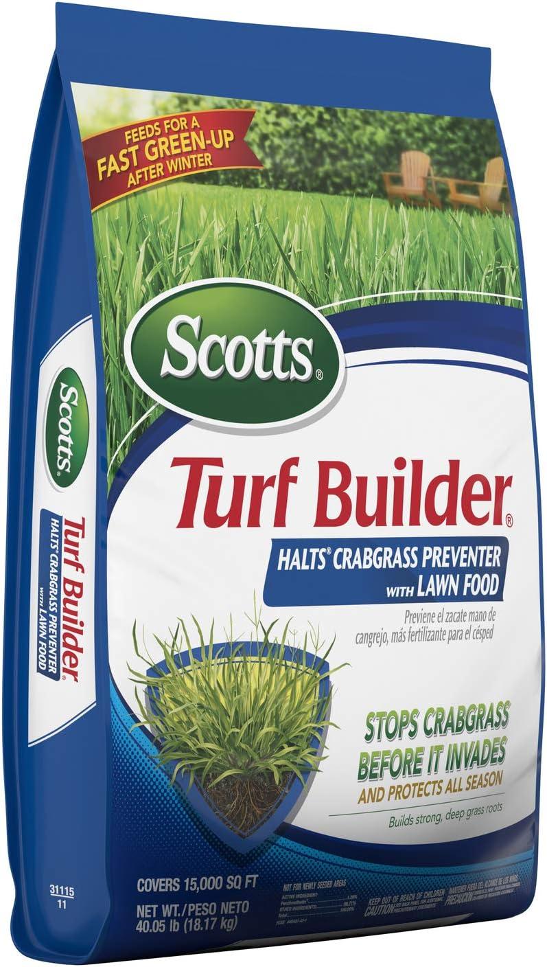 image:imageScotts Turf Builder Halts Crabgrass Preventer with Lawn Food PreEmergent Weed Killer Lawn Fertilizer 5000 sq ft 1335 lb15 000 sq ft