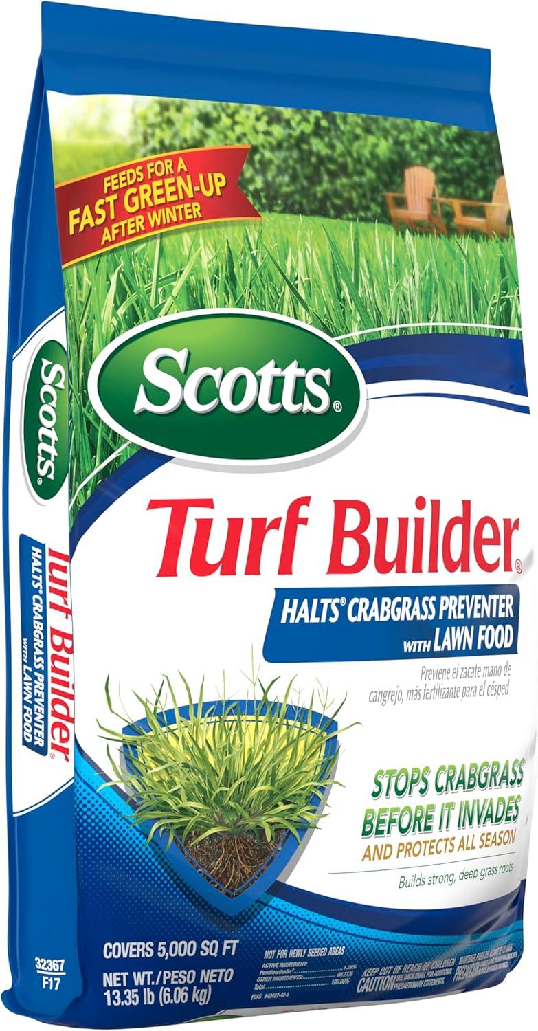 image:imageScotts Turf Builder Halts Crabgrass Preventer with Lawn Food PreEmergent Weed Killer Lawn Fertilizer 5000 sq ft 1335 lb5 000 sq ft 2 Pack