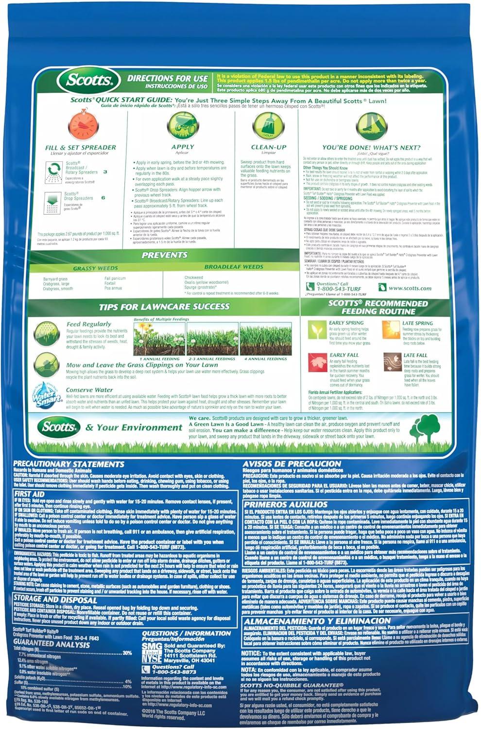 image:imageScotts Turf Builder Halts Crabgrass Preventer with Lawn Food PreEmergent Weed Killer Lawn Fertilizer 5000 sq ft 1335 lb5 000 sq ft 2 Pack