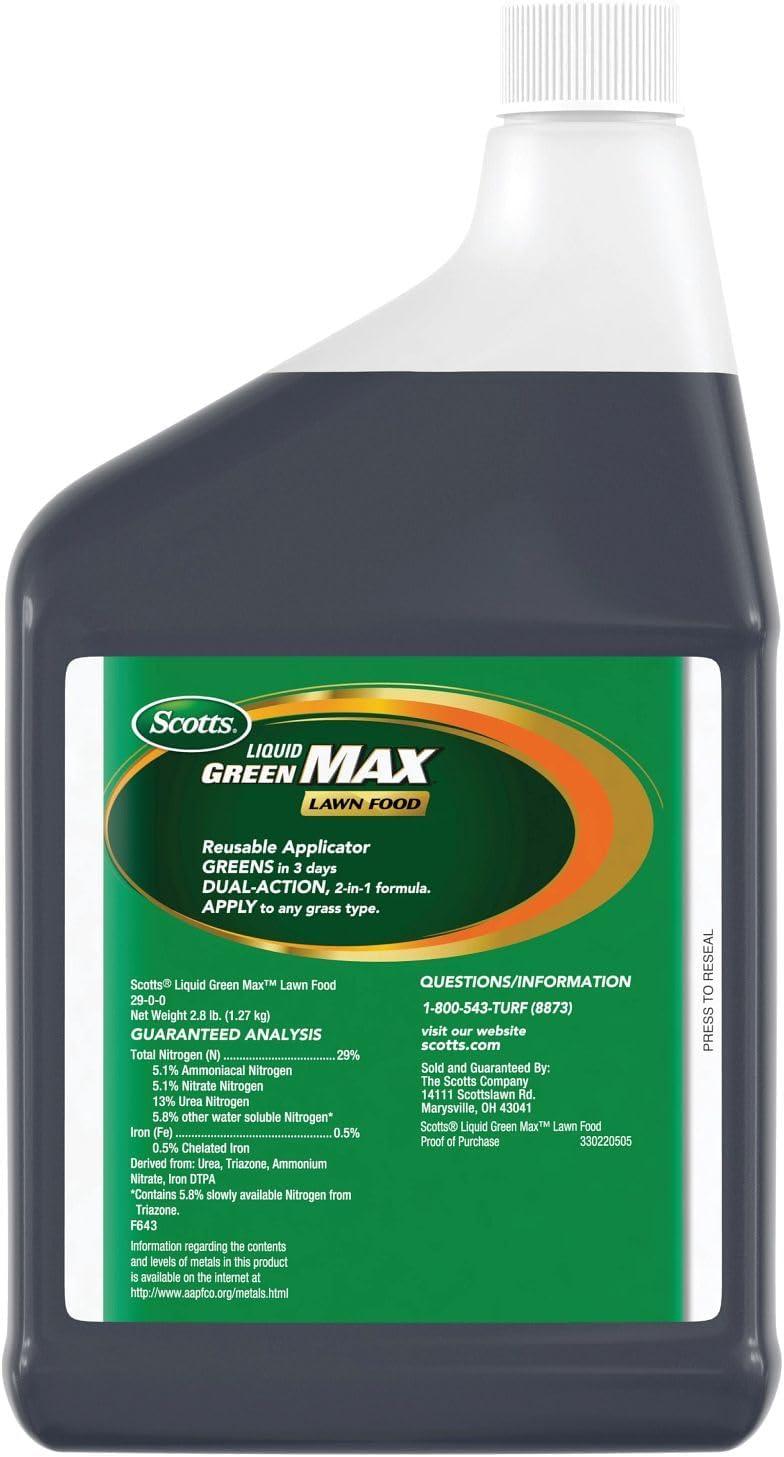 image:imageScotts Turf Builder Liquid Lawn Food Plus Weed Control Weed and Feed Spray Controls Dandelions Clover and Others as Listed 32 fl ozGreen Max Lawn Food Refill