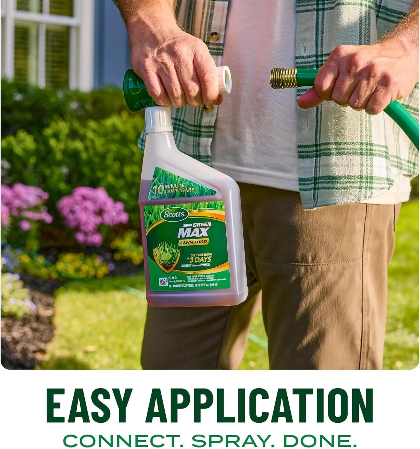 image:imageScotts Turf Builder Liquid Lawn Food Plus Weed Control Weed and Feed Spray Controls Dandelions Clover and Others as Listed 32 fl ozGreen Max Lawn Food