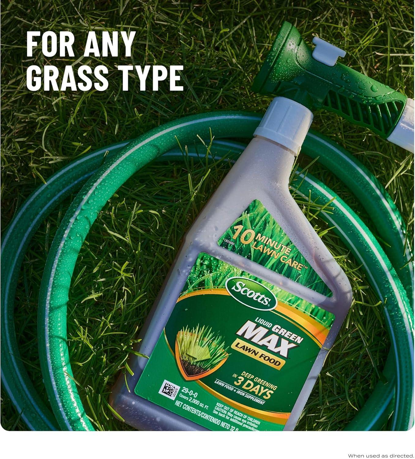 image:imageScotts Turf Builder Liquid Lawn Food Plus Weed Control Weed and Feed Spray Controls Dandelions Clover and Others as Listed 32 fl ozGreen Max Lawn Food