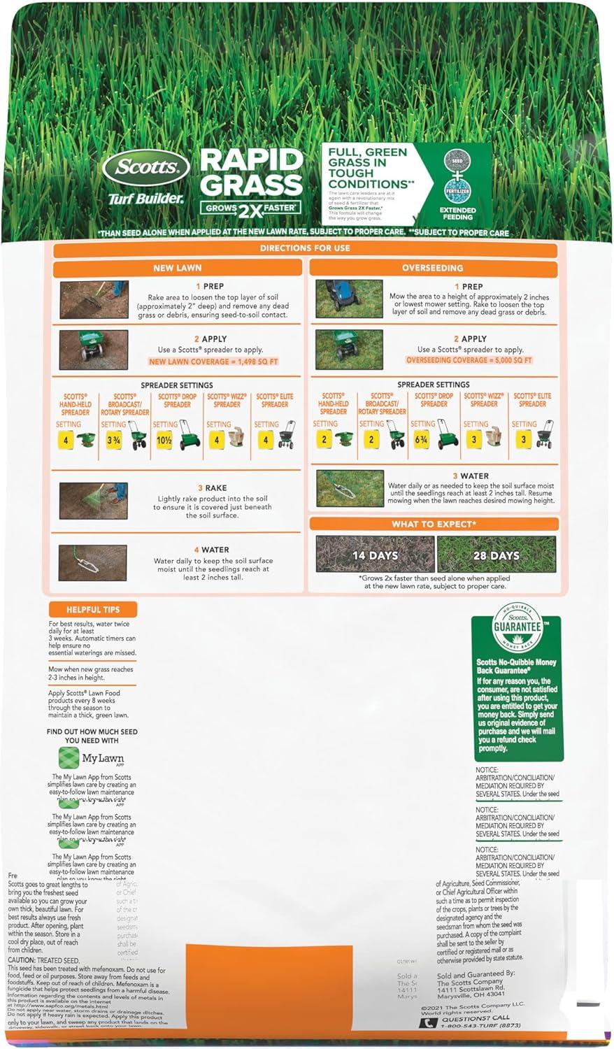 image:imageScotts Turf Builder Rapid Grass Bermudagrass Combination Grass Seed and Fertilizer Grows Full Green Grass 4 lbs4 lb