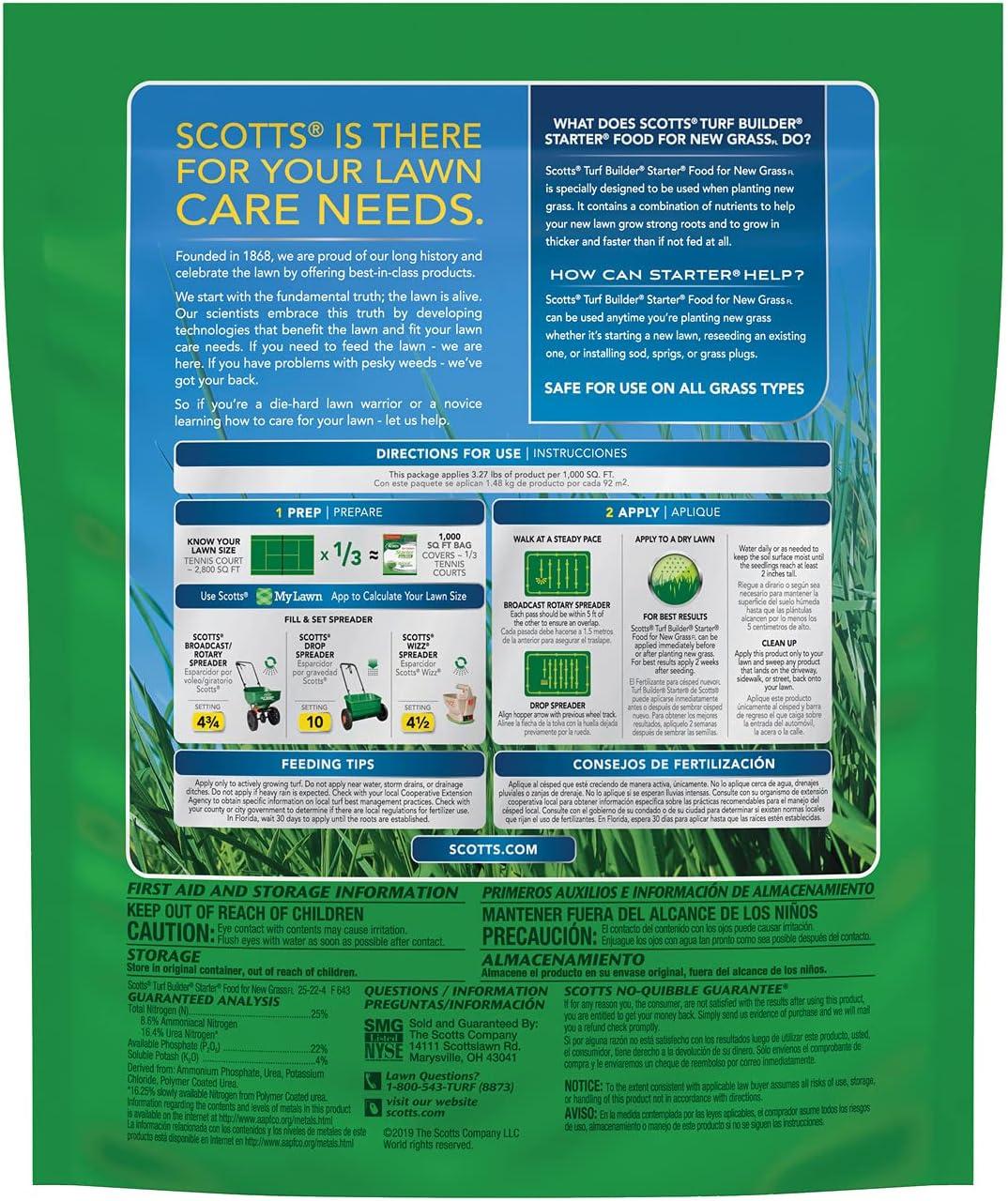 image:imageScotts Turf Builder Starter Fertilizer for New Grass Use When Planting Seed 14000 sq ft 42 lbsFlorida