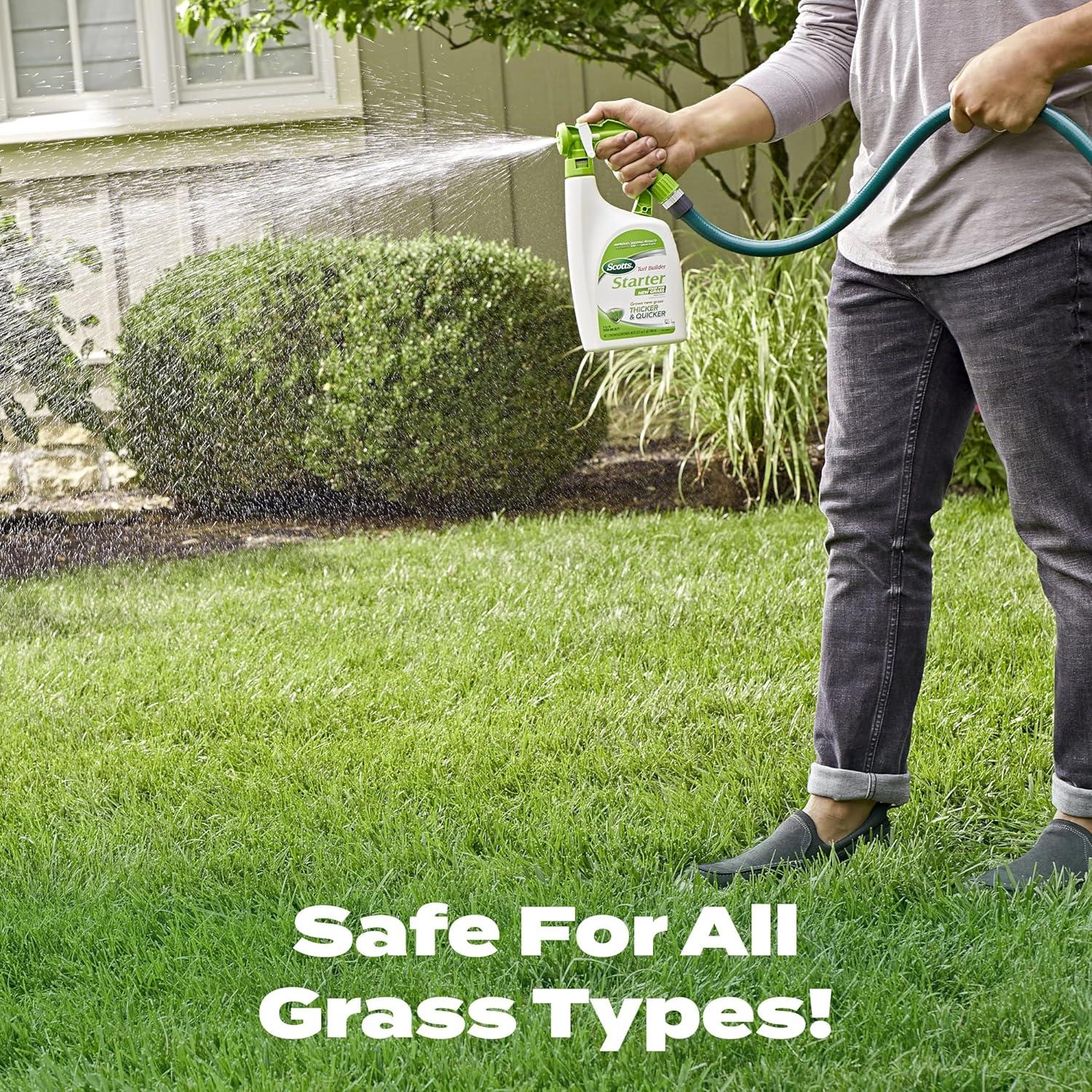 image:imageScotts Turf Builder Starter Fertilizer for New Grass Use When Planting Seed 14000 sq ft 42 lbsLiquid Starter Lawn Fertilizer