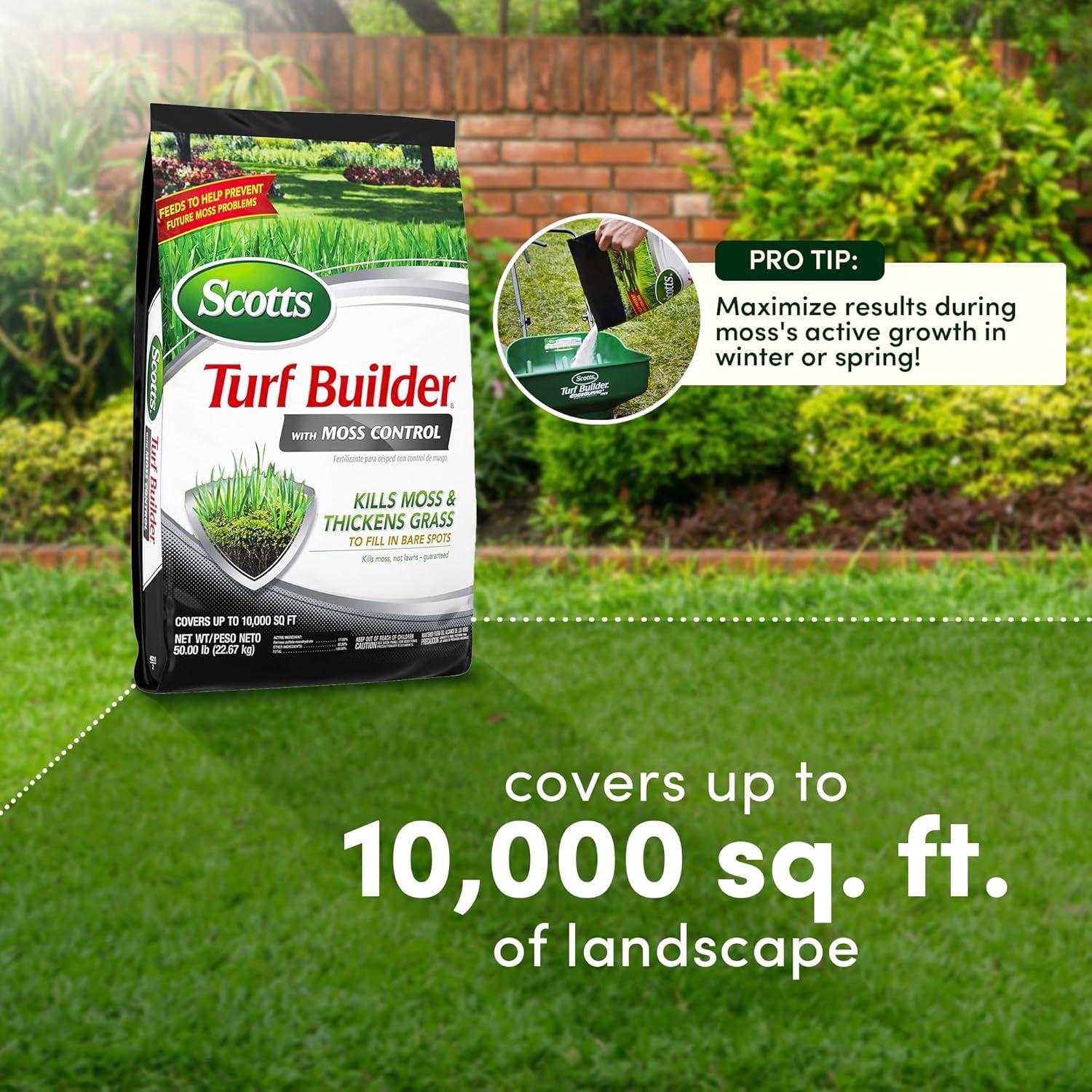 image:imageScotts Turf Builder Triple Action for Moss Control Moss Killer and Lawn Fertilizer Covers Up to 8000 sq ft 40 lbs10 000 sq ft