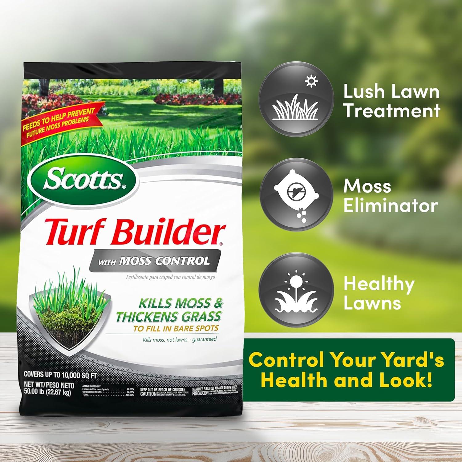 image:imageScotts Turf Builder Triple Action for Moss Control Moss Killer and Lawn Fertilizer Covers Up to 8000 sq ft 40 lbs10 000 sq ft