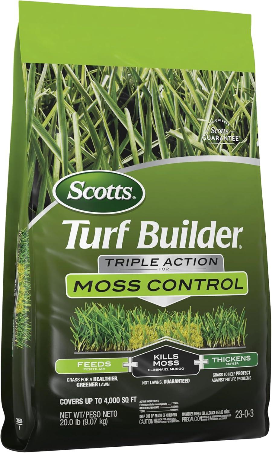 image:imageScotts Turf Builder Triple Action for Moss Control Moss Killer and Lawn Fertilizer Covers Up to 8000 sq ft 40 lbs4 000 sq ft