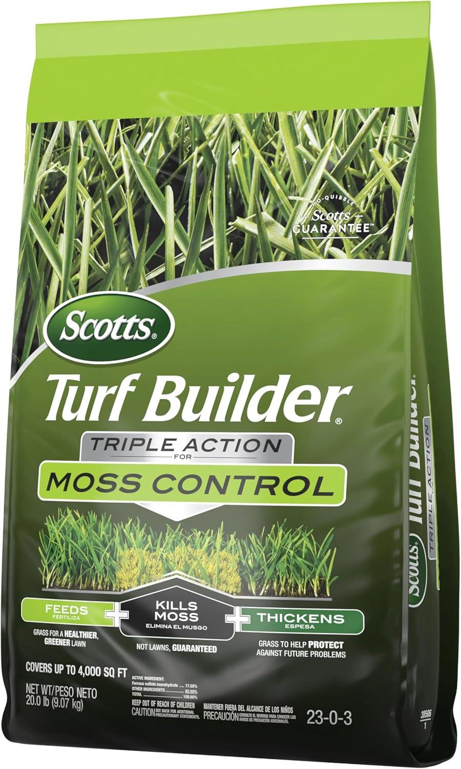 image:imageScotts Turf Builder Triple Action for Moss Control Moss Killer and Lawn Fertilizer Covers Up to 8000 sq ft 40 lbs4 000 sq ft