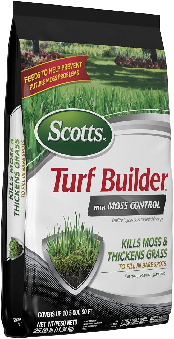 image:imageScotts Turf Builder Triple Action for Moss Control Moss Killer and Lawn Fertilizer Covers Up to 8000 sq ft 40 lbs5 000 sq ft