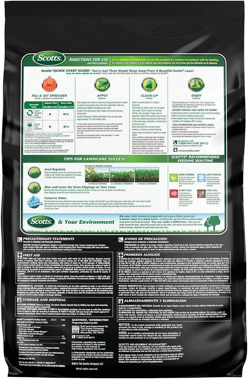 image:imageScotts Turf Builder Triple Action for Moss Control Moss Killer and Lawn Fertilizer Covers Up to 8000 sq ft 40 lbs5 000 sq ft