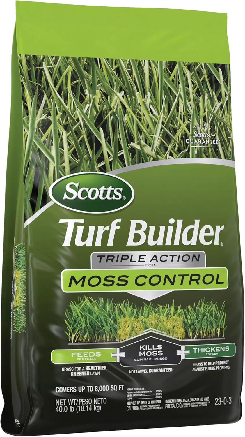 image:imageScotts Turf Builder Triple Action for Moss Control Moss Killer and Lawn Fertilizer Covers Up to 8000 sq ft 40 lbs8 000 sq ft