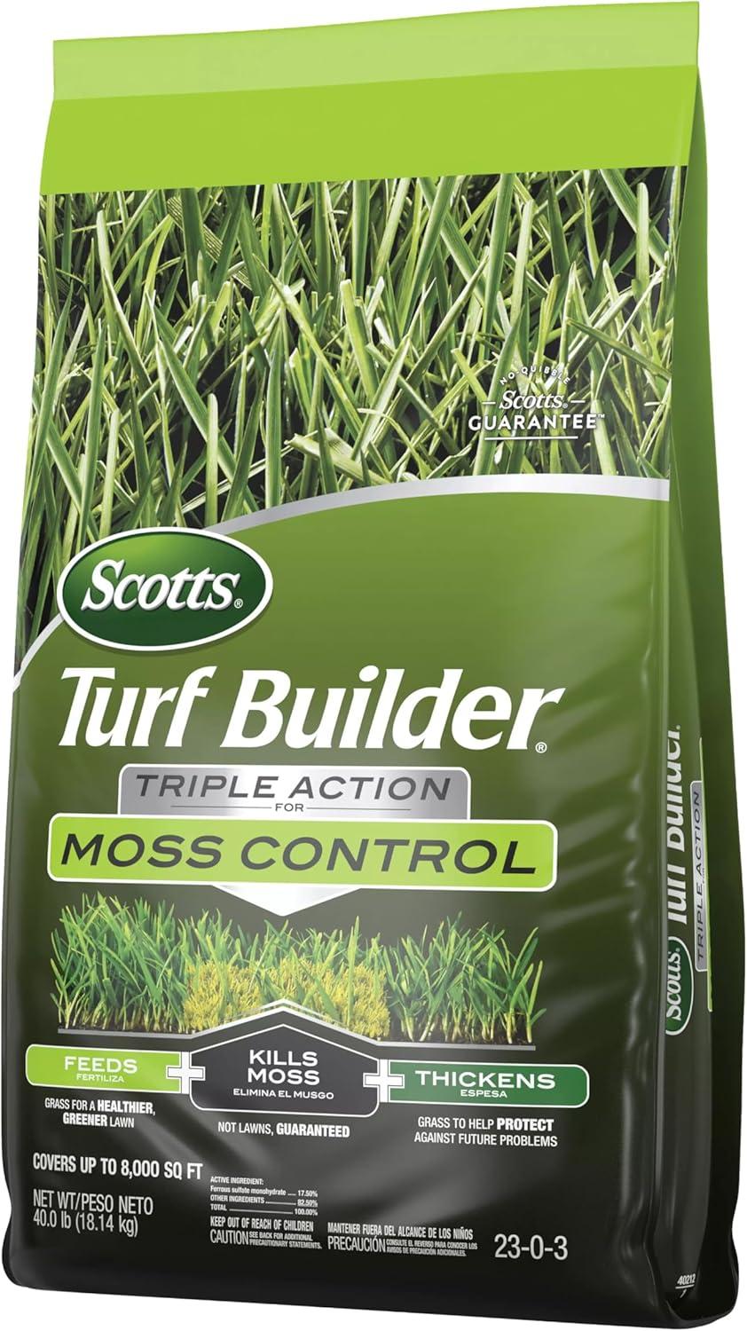 image:imageScotts Turf Builder Triple Action for Moss Control Moss Killer and Lawn Fertilizer Covers Up to 8000 sq ft 40 lbs8 000 sq ft