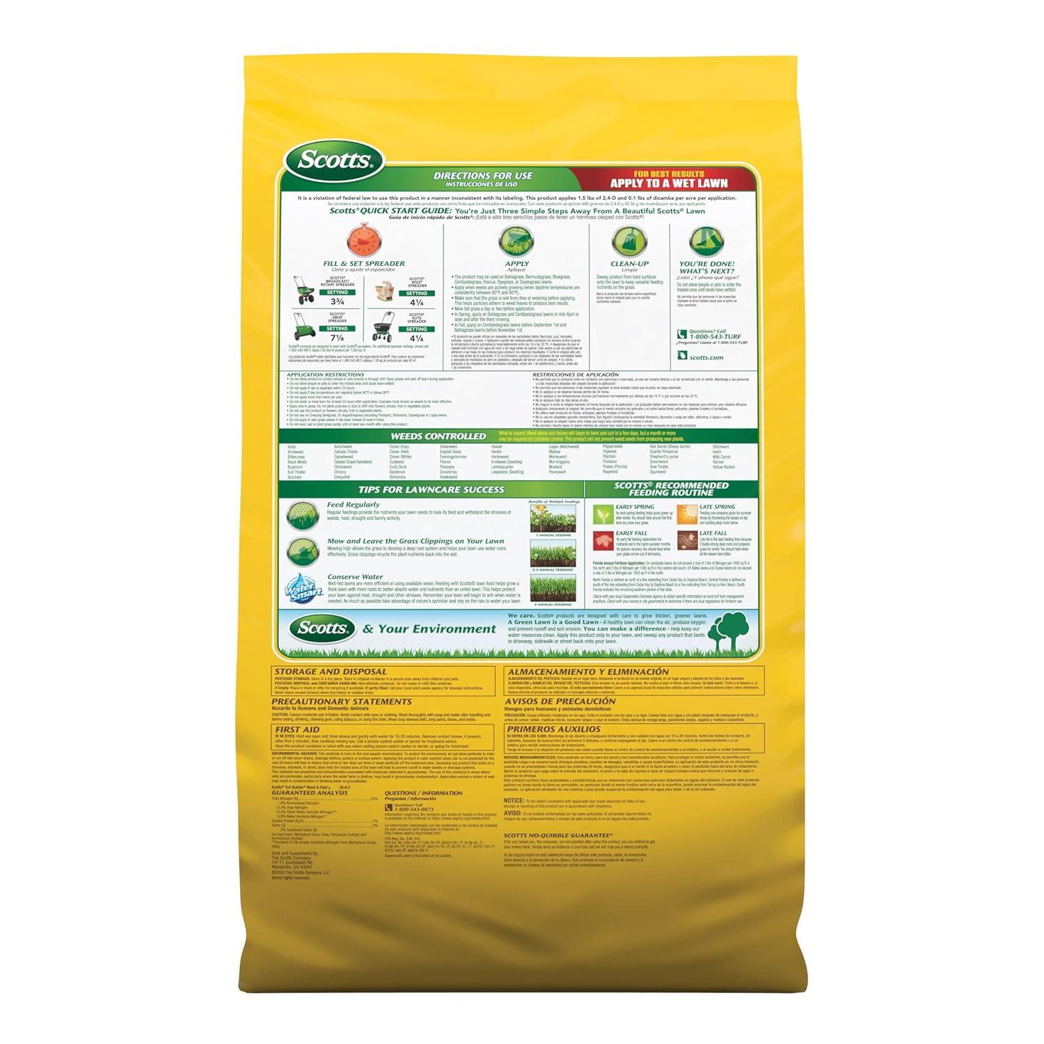 image:imageScotts Turf Builder Weed and Feed3 Weed Killer Plus Lawn Fertilizer Controls Dandelion and Clover Grass Fertilizer For Up To 15000 sq ft 4287 lbs12 000 sq ft