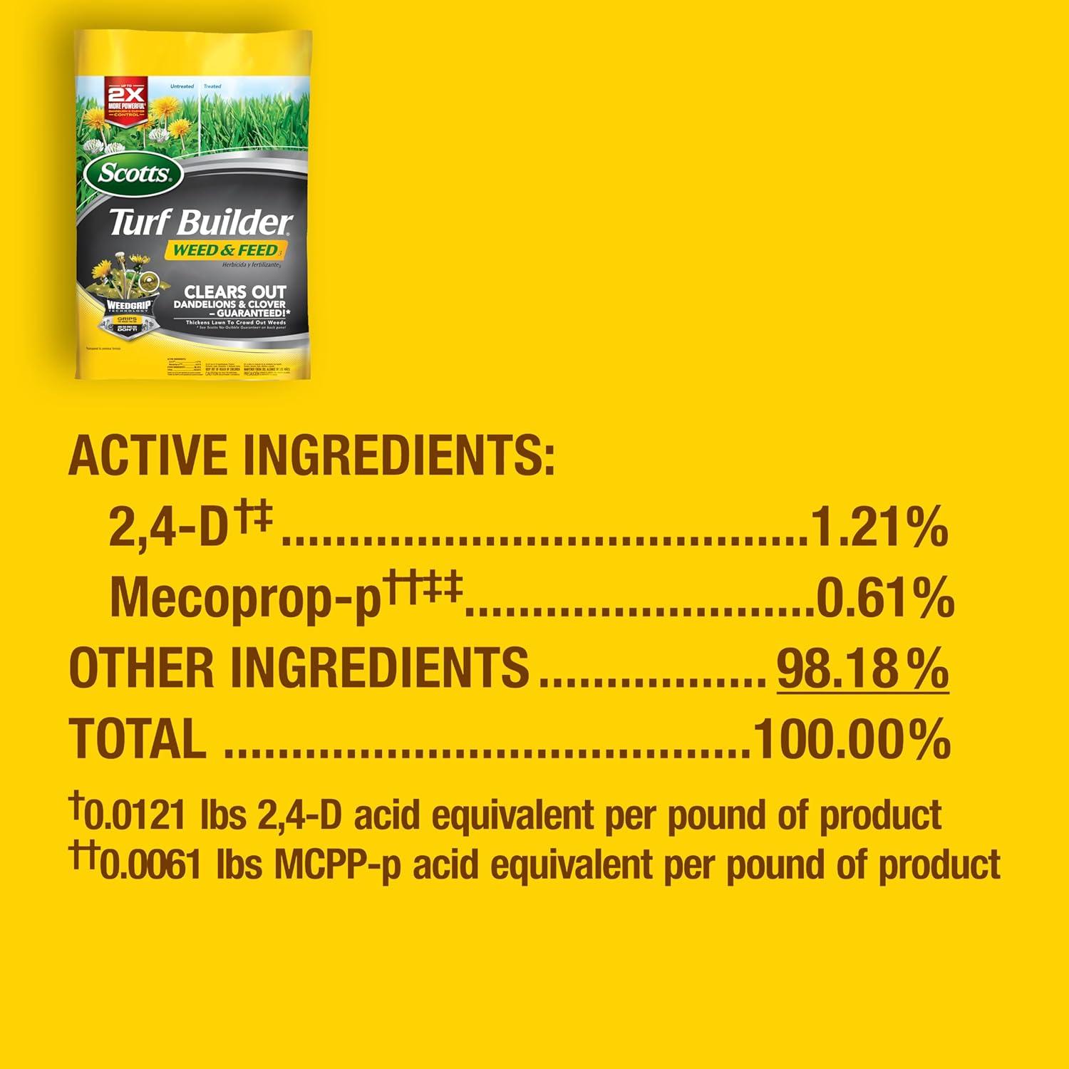 image:imageScotts Turf Builder Weed and Feed3 Weed Killer Plus Lawn Fertilizer Controls Dandelion and Clover Grass Fertilizer For Up To 15000 sq ft 4287 lbs5 000 sq ft