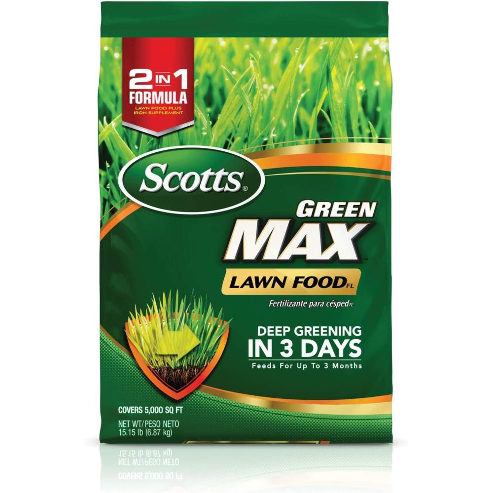 image:imageScotts Green Max Lawn Food  Lawn Fertilizer for Grass Plus Iron Supplement 5000 sq ft 1667 lbs5 000 sq ft