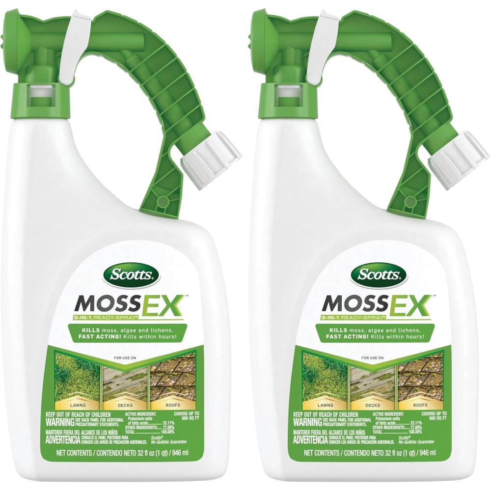 image:imageScotts MossEx 3in1 Ready Spray Kills Moss Algae and Lichens Fast Acting Use on Lawns Roofs and Patios 32 fl ozReady To Spray