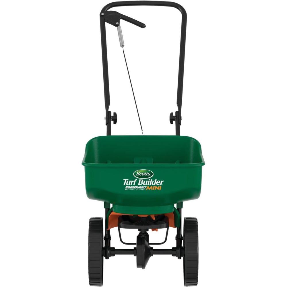 image:imageScotts Turf Builder EdgeGuard Mini Broadcast Spreader for Seed Weed and Feed Fertilizer Salt Ice Melt Push Spreader Holds up to 5000 sqft ProductMini