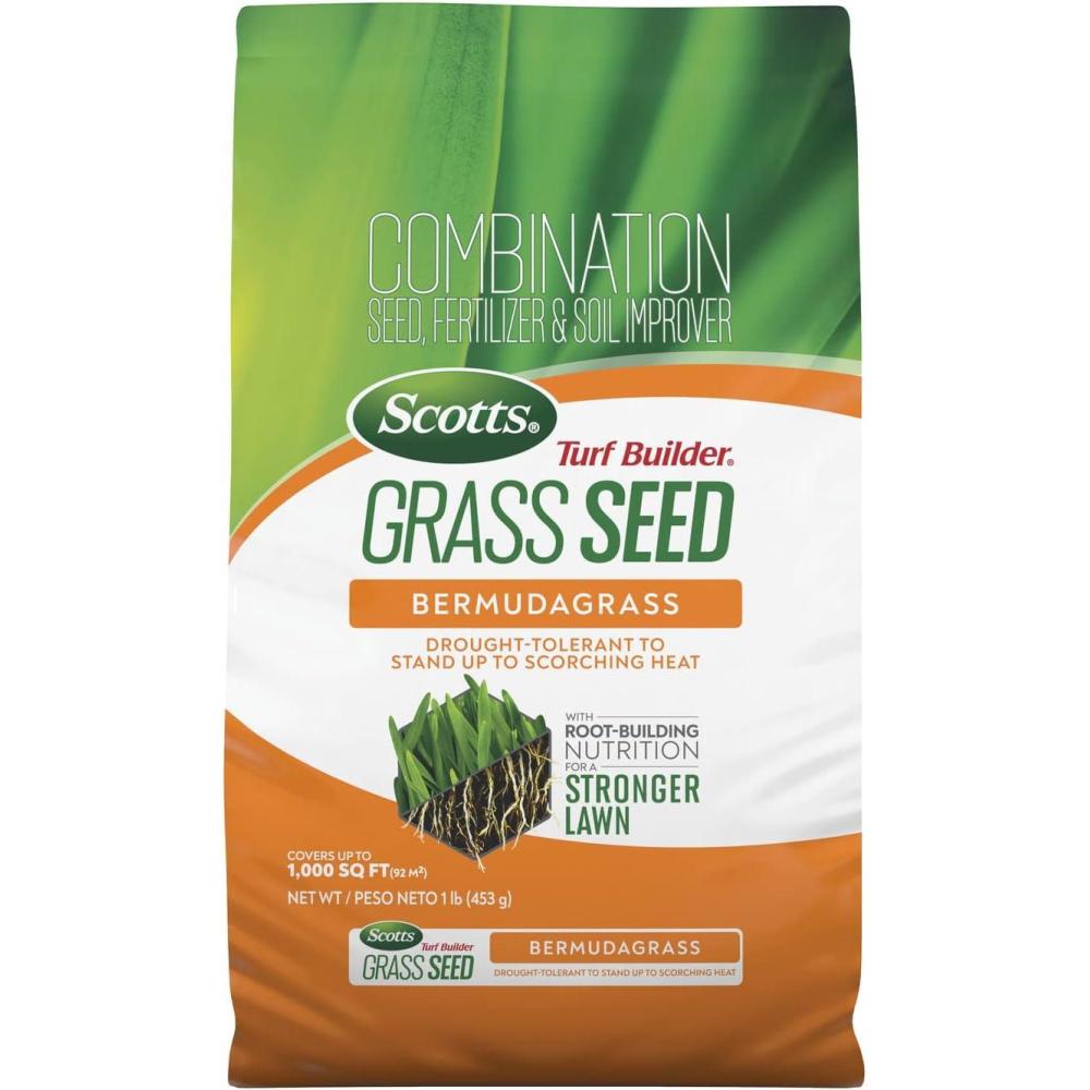image:imageScotts Turf Builder Grass Seed Bermudagrass with Fertilizer and Soil Improver DroughtTolerant 1 lb1 lb