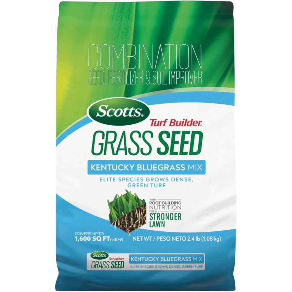 image:imageScotts Turf Builder Grass Seed Kentucky Bluegrass Mix with Fertilizer and Soil Improver Grows Dense Green Turf 56 lbs24 lb