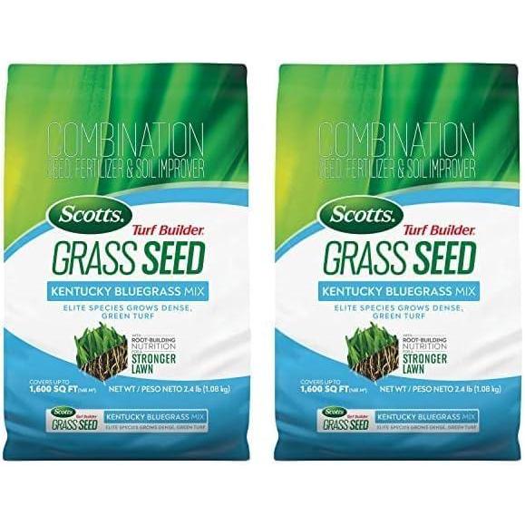 image:imageScotts Turf Builder Grass Seed Kentucky Bluegrass Mix with Fertilizer and Soil Improver Grows Dense Green Turf 56 lbs24 lb Pack of 2