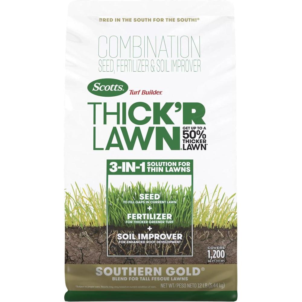 image:imageScotts Turf Builder Grass Seed Southern Gold Mix for Tall Fescue Lawns with Fertilizer and Soil Improver 56 lbs12 lb