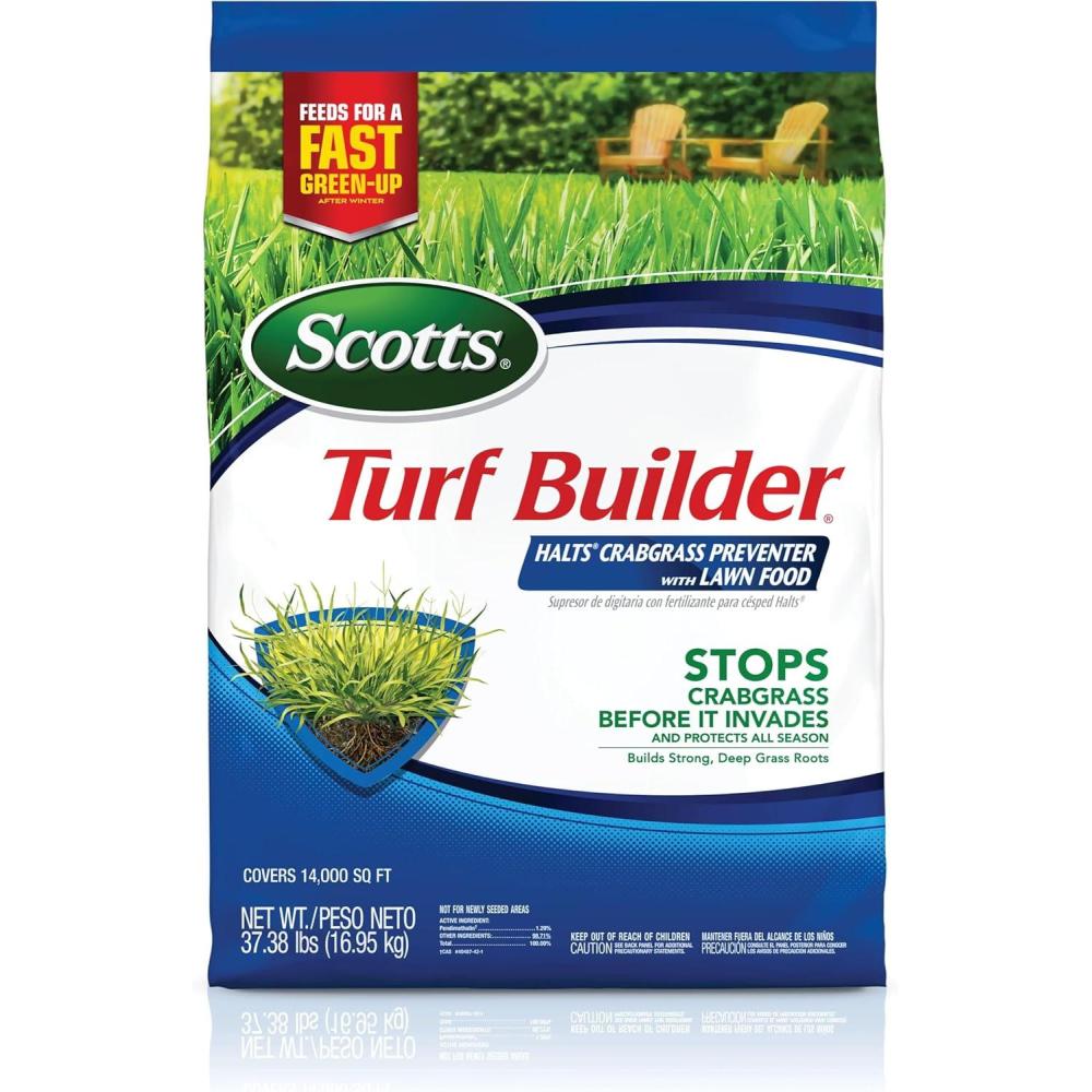 image:imageScotts Turf Builder Halts Crabgrass Preventer with Lawn Food PreEmergent Weed Killer Lawn Fertilizer 5000 sq ft 1335 lb14 000 sq ft