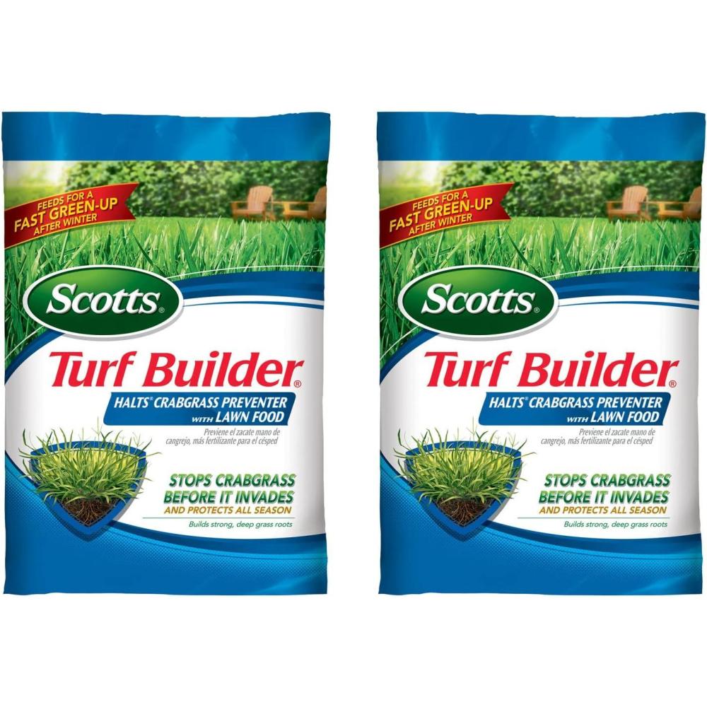 image:imageScotts Turf Builder Halts Crabgrass Preventer with Lawn Food  PreEmergent Weed Killer Lawn Fertilizer 5000 sq ft 1335 lb15 000 sq ft  2 Pack