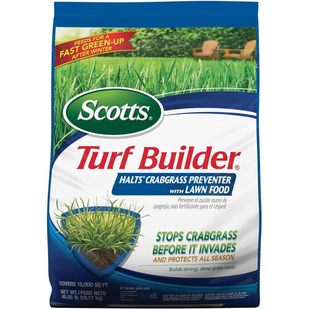 image:imageScotts Turf Builder Halts Crabgrass Preventer with Lawn Food PreEmergent Weed Killer Lawn Fertilizer 5000 sq ft 1335 lb15 000 sq ft