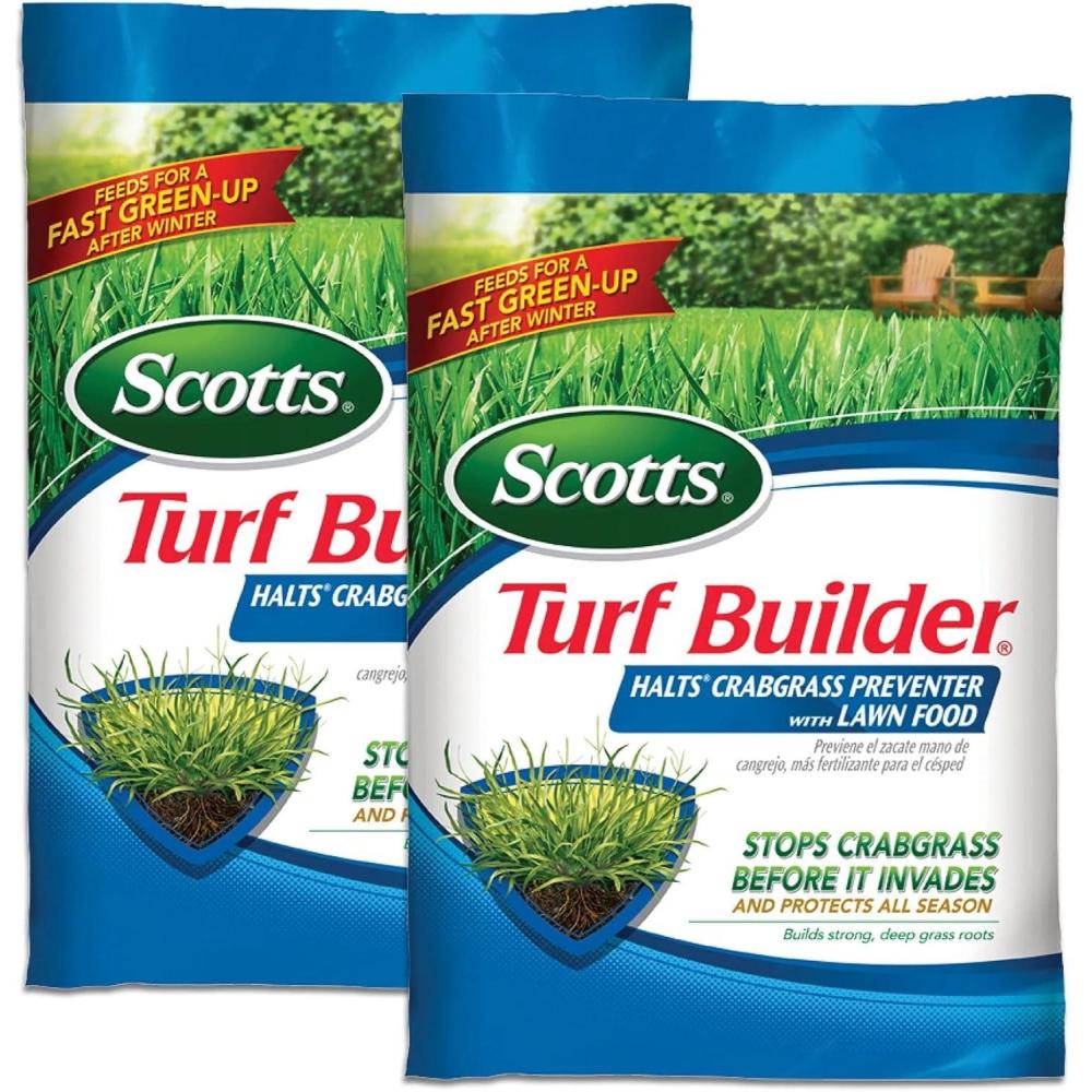 image:imageScotts Turf Builder Halts Crabgrass Preventer with Lawn Food PreEmergent Weed Killer Lawn Fertilizer 5000 sq ft 1335 lb5 000 sq ft 2 Pack